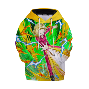 Dragon Ball Z Android 18 Colorful Cool Art Kids Hoodie