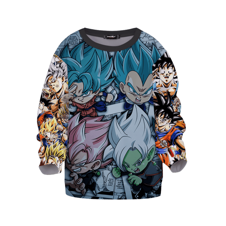 DBZ Goku Kakarot Chibi Comic Art Saiyan Children’s Sweater