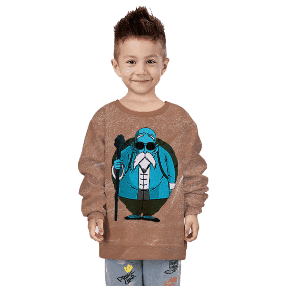 Dragon Ball Z Master Roshi Trippy Blue Brown Simple Kids Sweater