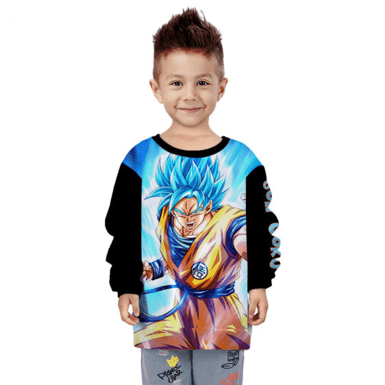 Dragon Ball Z Son Goku Blue Charged Up Aura Cool Kids Sweater