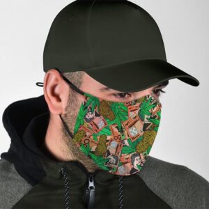 Weed Money and Paper Bills Hippie Pattern Face Mask