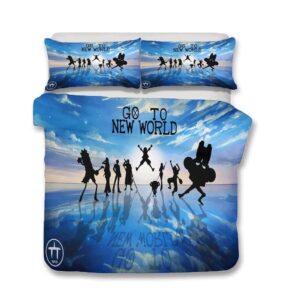 Go To New World Straw Hats Silhouette Blue Bedding Set