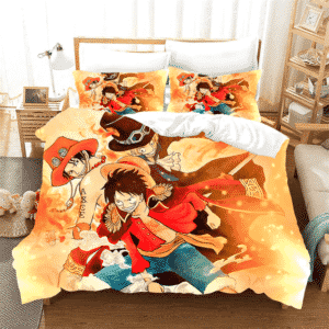 Luffy Ace And Sabo Strong Brotherhood Yellow Bedding Set