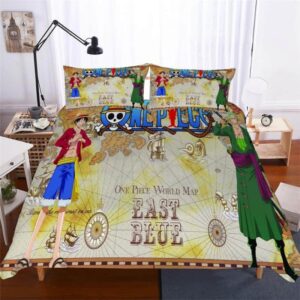Luffy & Zoro One Piece World Map East Blue Adventure Bed Set