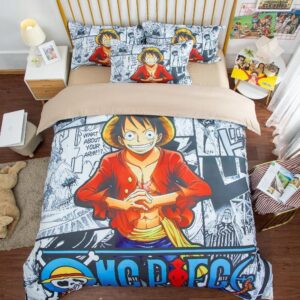 One Piece Luffy Black & White Comic Art Background Bed Set