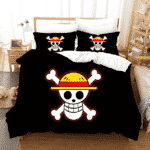 One Piece Mugiwara Jolly Roger Symbol Black Bedding Set