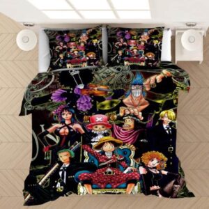One Piece Straw Hat Mugiwara Pirates Black Bedding Set