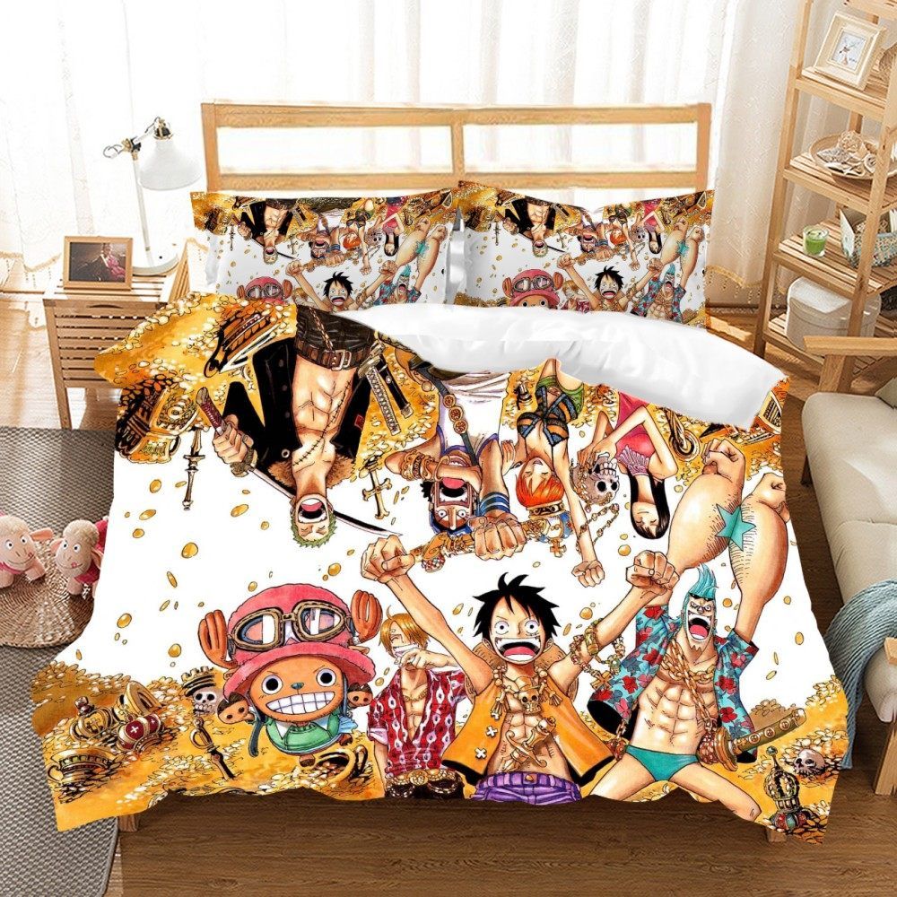 One Piece Straw Hat Pirates Gold Treasure Bedding Set - Saiyan Stuff