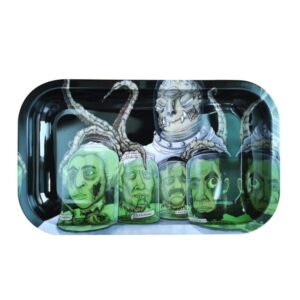 Trippy Alien Preserving Head Submerged in Kush Rolling Tray