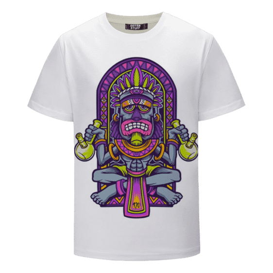 420 Aztec Stoner Bong Marijuana Weed Trippy White T-shirt
