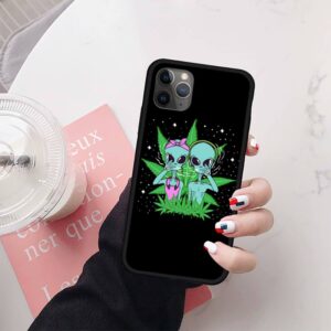 Alien Couple Getting High Up In Space Black iPhone 12 Cover