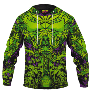 All Over Marijuana Trippy Dope Art Design 420 Weed Adult Hoodie
