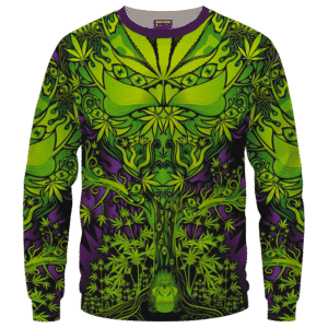 All Over Marijuana Trippy Dope Art Design 420 Weed Crewneck Sweater