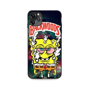 Backwoods Spongebob High On Weed Black iPhone 12 Cover