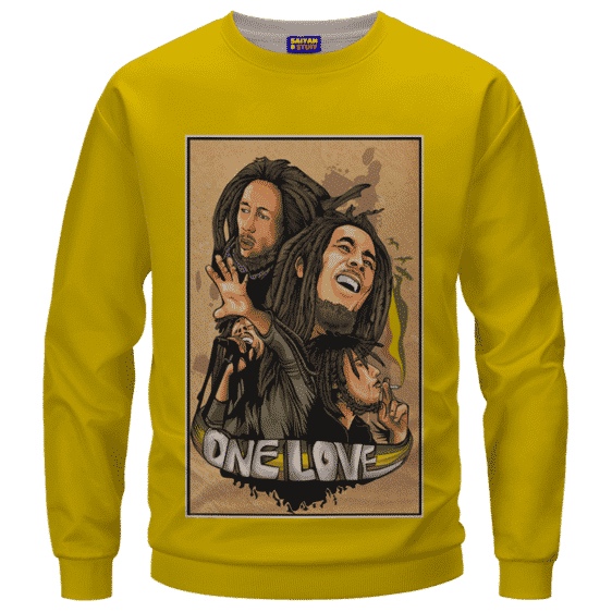 Bob Marley One Love Collage 420 Marijuana Crewneck Sweatshirt