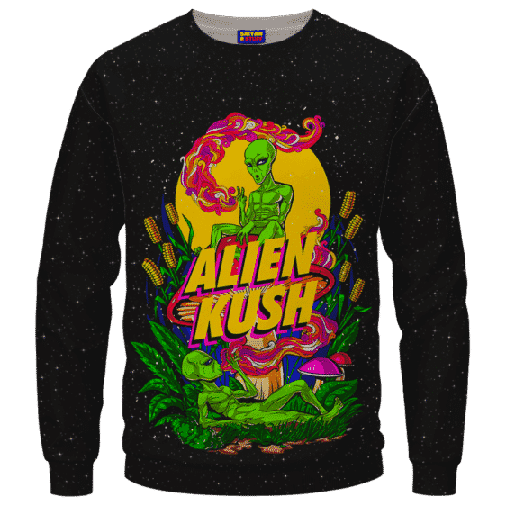 Calming Potent Alien Kush Indica Dominant Hybrid Marijuana Crewneck Sweater