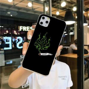 Cannabis Leaf Shaped Smoke From Joint Black iPhone 12 Case