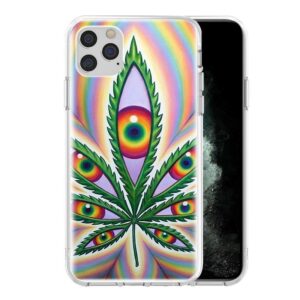 Colorful Dilated Eyes Cannabis Leaf iPhone 12 Case