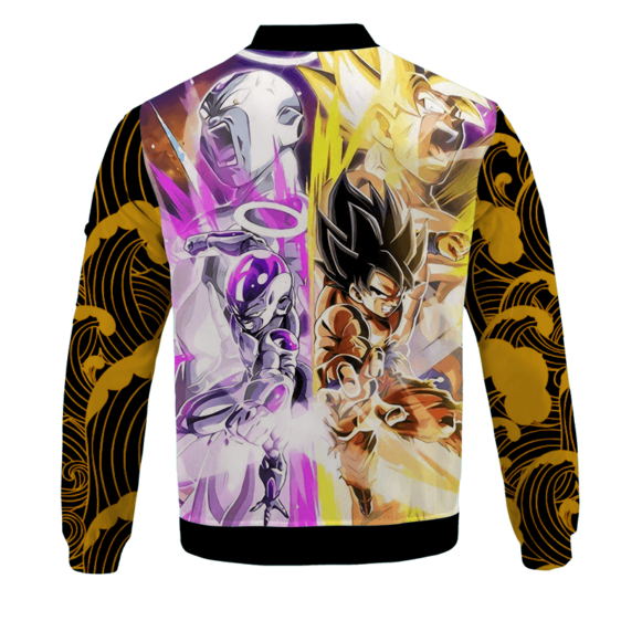 DBZ Frieza And Goku Awesome Pose Yellow Waves Cool Bomber Jacket