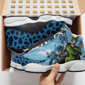 DBZ Perfect Cell And Cell Jr Blue Basketball Shoes - Mockup 2