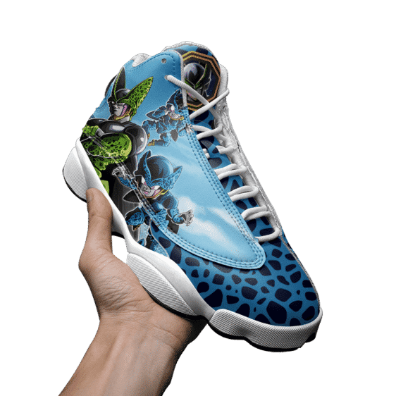 DBZ Perfect Cell And Cell Jr Blue Basketball Shoes - Mockup 3