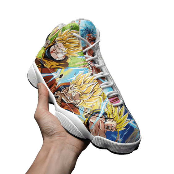 DBZ Super Saiyan Goku And Vegeta All Over Print Basketball Sneakers - Mockup 3