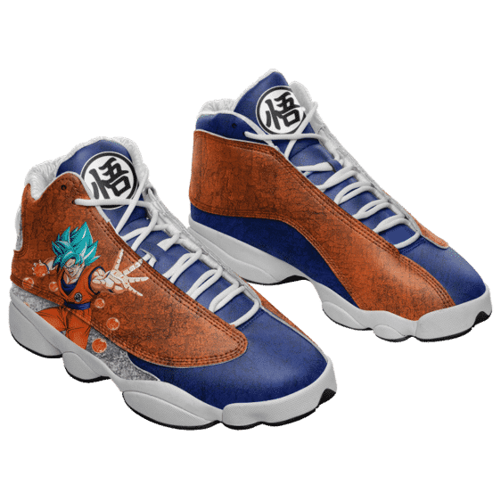 Dragon Ball Goku Blue Kanji Logo Cool Basketball Shoes - Mockup 1