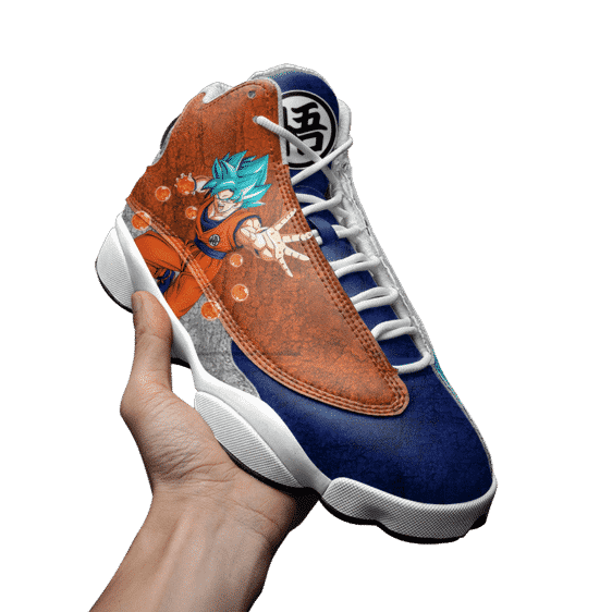 Dragon Ball Goku Blue Kanji Logo Cool Basketball Shoes - Mockup 3