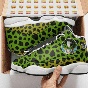 Dragon Ball Perfect Cell Pattern Awesome Basketball Shoes - Mockup 2