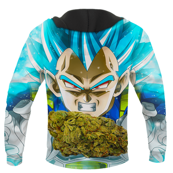 Dragon Ball Stoned Super Saiyan Blue Vegeta Marijuana Nug Cool Hoodie - back
