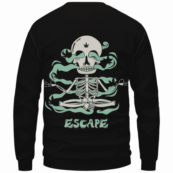 Escape Dope Art Skull Smoking 420 Marijuana Crewneck Sweatshirt Back