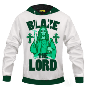 Jesus Smokes Blaze The Lord Funny Art 420 Marijuana Adult Pullover Hoodie