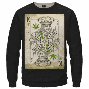 King Of Marijuana Card Awesome 420 Weed Black Crewneck Sweater