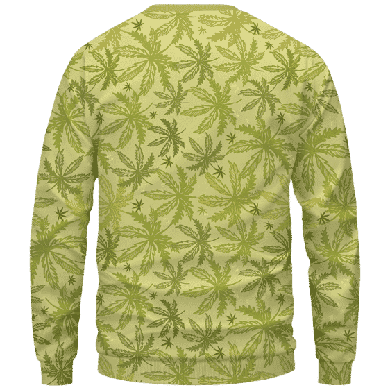 Marijuana Breezy Seamless Pattern Hemp Awesome Crewneck Sweater - Back Mockup