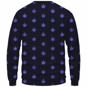 Marijuana Cool And Awesome Pattern Navy Blue Crewneck Sweatshirt - Back Mockup