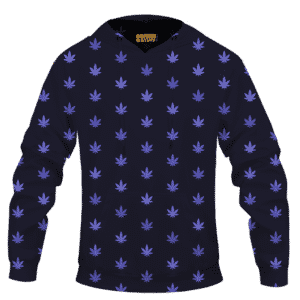 Marijuana Cool And Awesome Pattern Navy Blue Hoodie