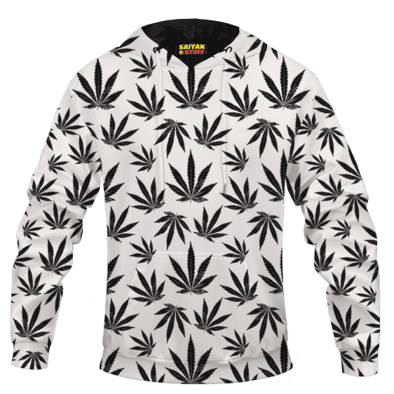 Marijuana Cool White Black Pattern Awesome Hoodie
