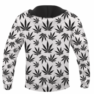 Marijuana Cool White Black Pattern Awesome Hoodie - BACK