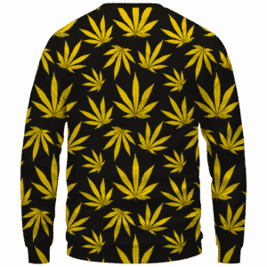 Marijuana Cool Yellow Black Pattern Awesome Sweatshirt - Back Mockup