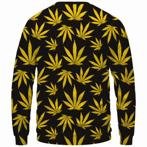 Marijuana Cool Yellow Black Pattern Awesome Sweatshirt - Back Mockup