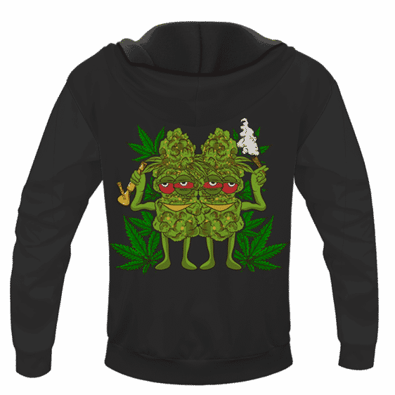 Marijuana Good Buds Stick Together Stoned Cartoon Dope Hoodie - BACK