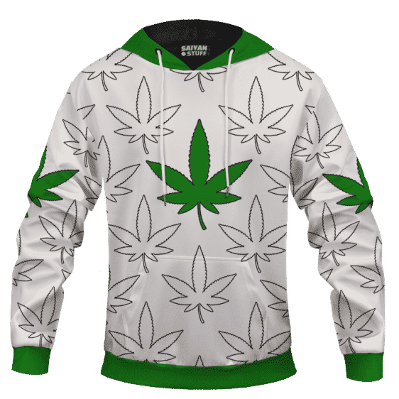 Marijuana Green Print Pattern Cannabis 420 Themed Hoodie