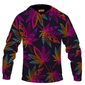 Marijuana Leaf Trippy Colors All Over Print Cool Hoodie