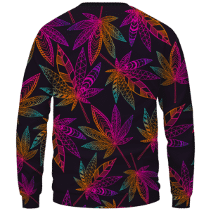 Marijuana Leaf Trippy Colors All Over Print Cool Sweatshirt - Back Mockup
