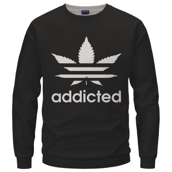 Marijuana Weed Adidas Addicted Logo Black Sweatshirt