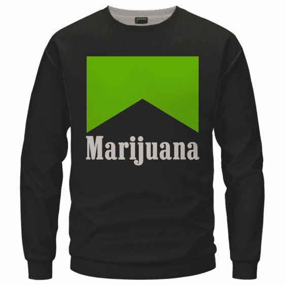Marlboro Logo Awesome Green Marijuana Spoof Crewneck Sweatshirt