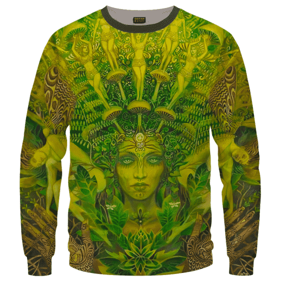 Mother Nature Cannabis Inspired Art All Over Crewneck Sweatshirt