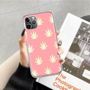 Pink Fun-Sized Marijuana Leaves Print iPhone 12 Cover