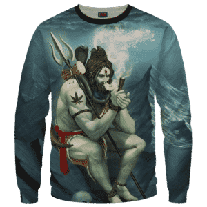 Poseidon Smoking Some Dope 420 Weed All Over Sweater
