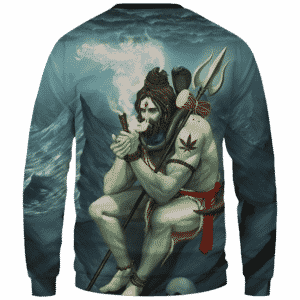 Poseidon Smoking Some Dope 420 Weed All Over Sweater - Back Mockup